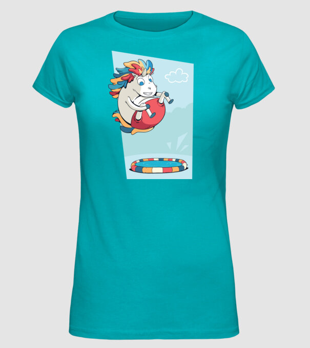 Bombă Unicorn model turcoaz pe tricou