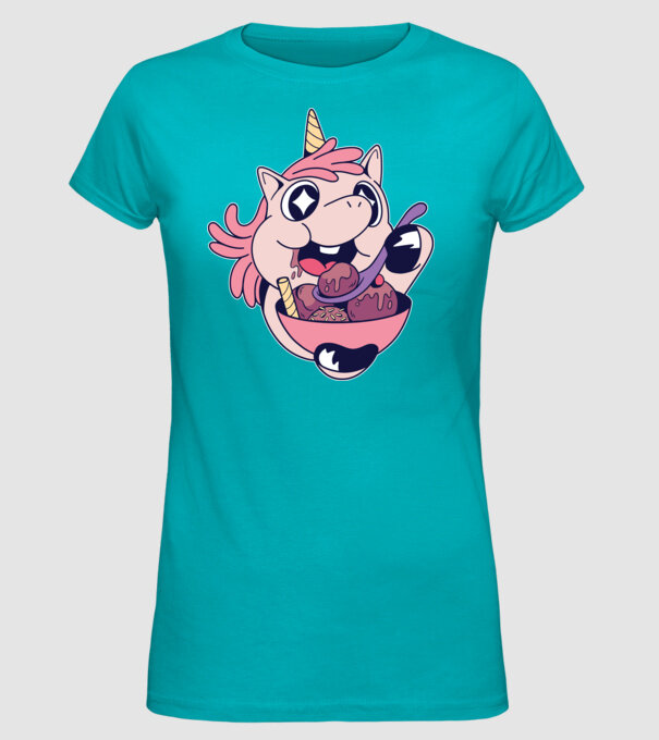 Unicorn Înghețată model turcoaz pe tricou