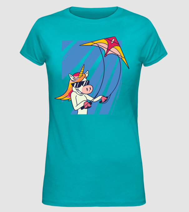 Unicorn lansează zmeie tricou drăguț model turcoaz pe tricou