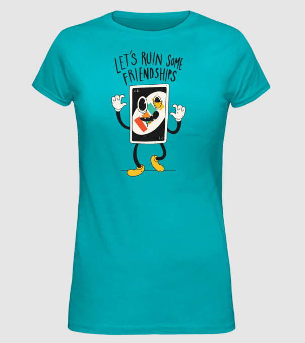 UNO +4 Cărți model turcoaz pe tricou