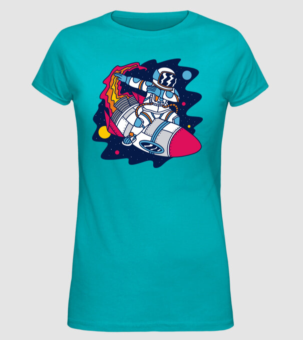 Astronaut DAB model turcoaz pe tricou