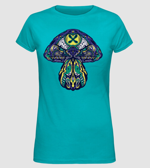 Ciupercă magică model turcoaz pe tricou