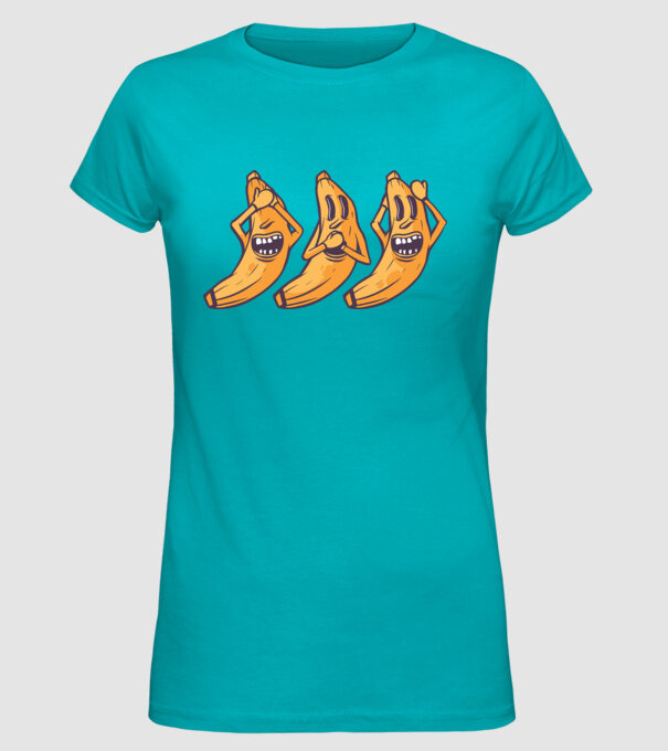 Banane amuzante - Nu vede, nu vorbește, nu aude model turcoaz pe tricou