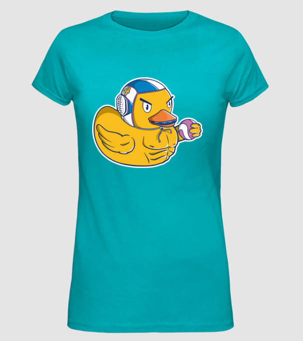 Rață polo pe apă model turcoaz pe tricou