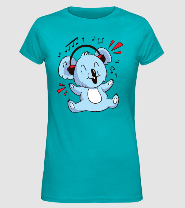Koala iubitor de muzică model turcoaz pe tricou