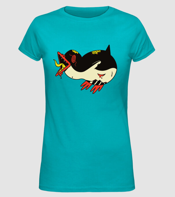 Pinguin Zombie model turcoaz pe tricou