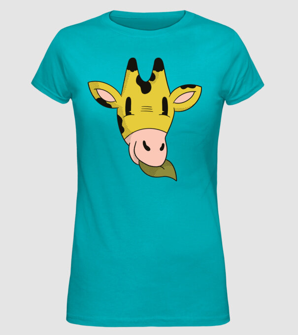 Cap Girafă model turcoaz pe tricou
