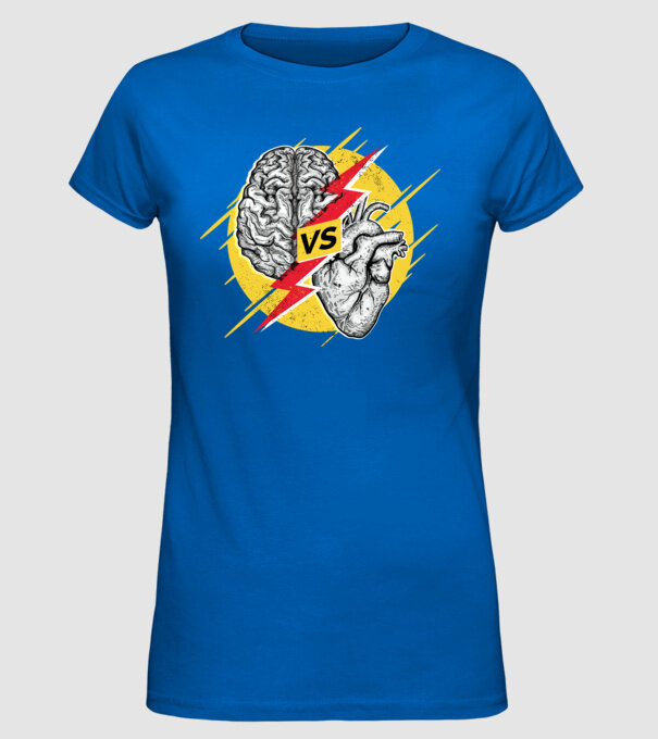 Creier vs. Inimă - Rațiune contra inimă model albastru regal pe tricou