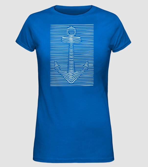 Linii Ancoră model albastru regal pe tricou