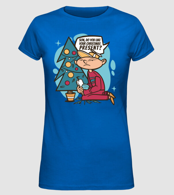Cadouri de Crăciun model albastru regal pe tricou