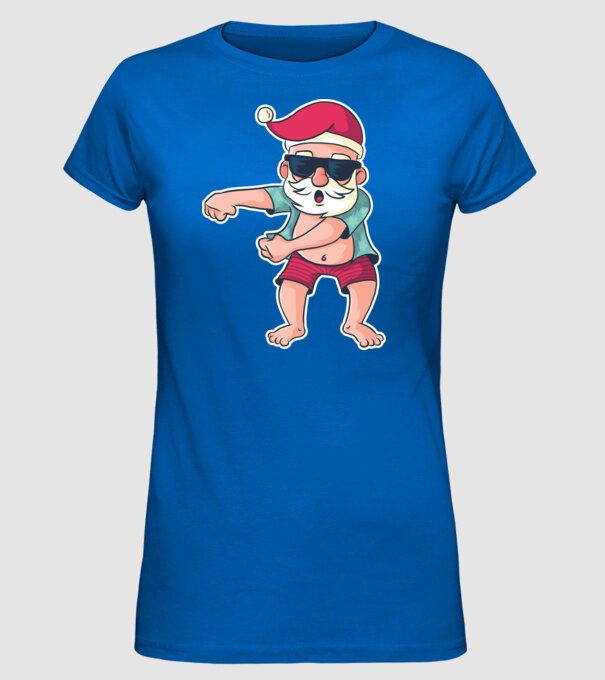 Moș Crăciun dans Floss DAB model albastru regal pe tricou