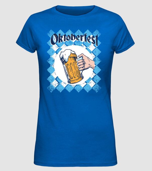 Tricou cu bere Oktoberfest model albastru regal pe tricou