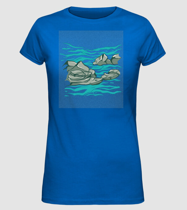 Oceanul cu Stânci model albastru regal pe tricou