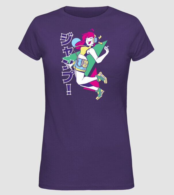 Anime fată retro model mov pe tricou