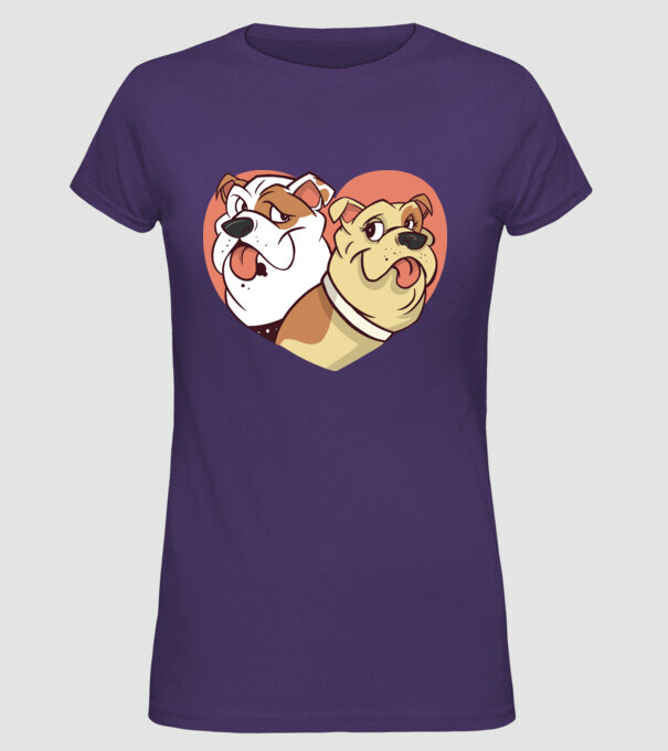 Dragoste Bulldog model mov pe tricou