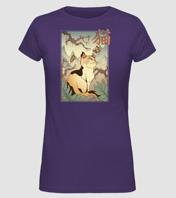 Pictură Pisică model mov pe tricou