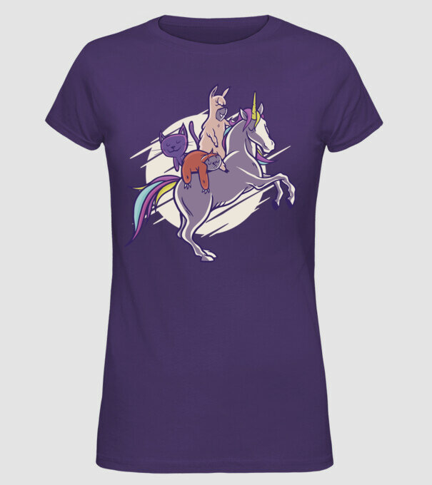Animale drăguțe pe Unicorn model mov pe tricou