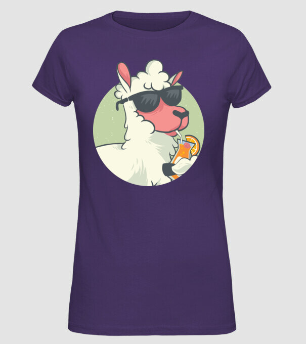 Lama drăguț cu cocktail tricou amuzant model mov pe tricou