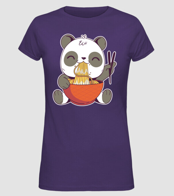 Panda drăguț cu paste model mov pe tricou