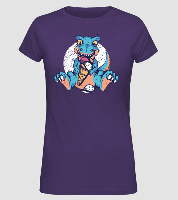 T-rex drăguț cu înghețată model mov pe tricou