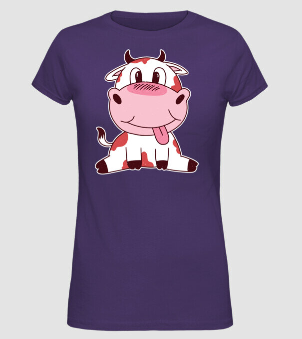Vacă drăguță model mov pe tricou