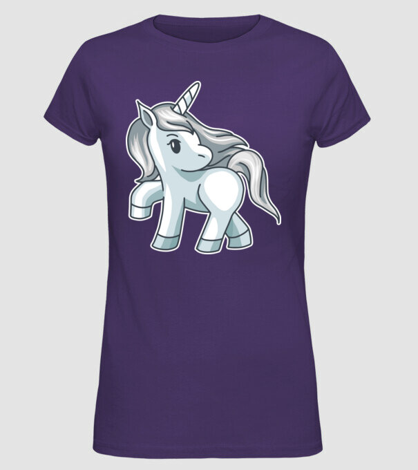 Unicorn de argint model mov pe tricou