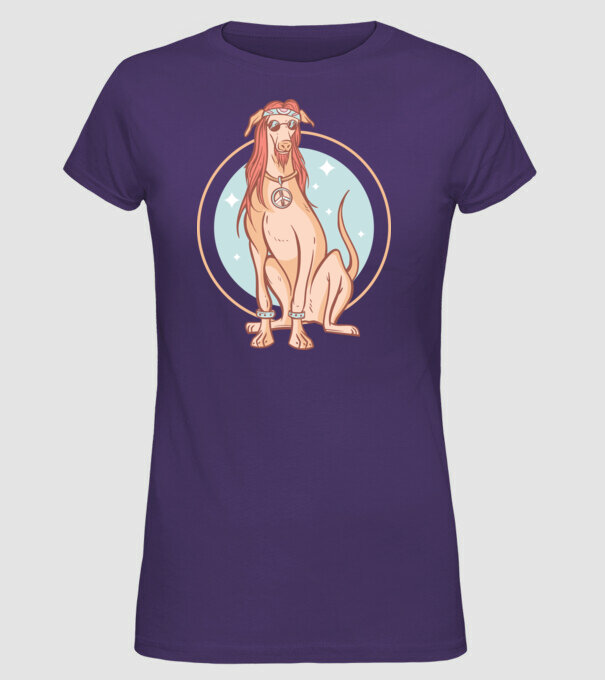Câine Ogar Hippy model mov pe tricou