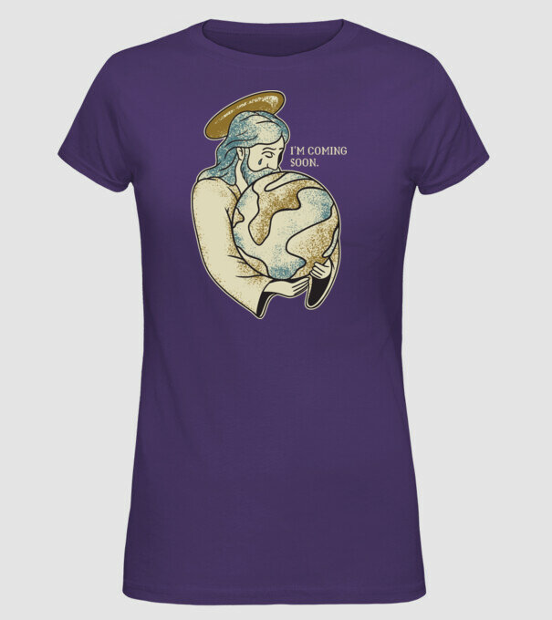 Jesus is coming soon - Isus vine în curând model mov pe tricou