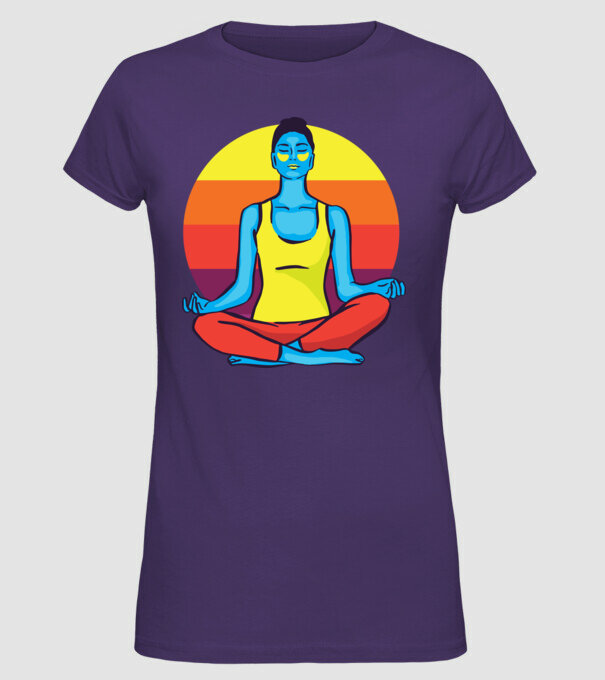 Yoga Meditație Retro model mov pe tricou