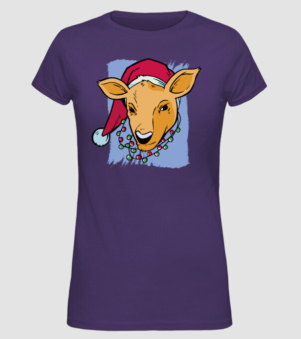 Cerb de Crăciun model mov pe tricou