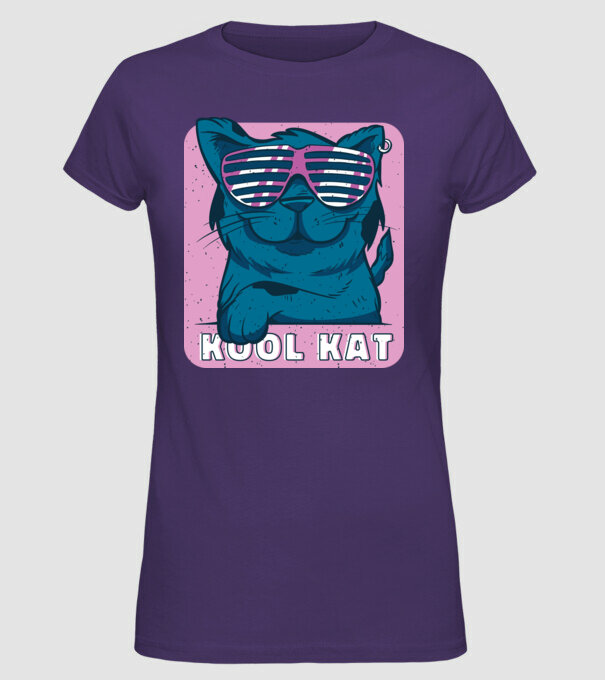 Kool Cat - Pisică Cool model mov pe tricou
