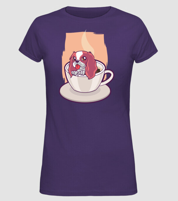 Cafea câine model mov pe tricou