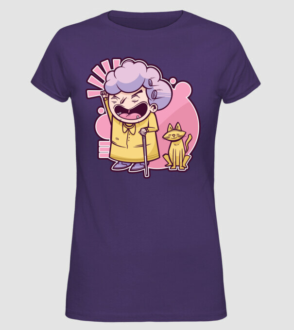 Bunică cu pisică model mov pe tricou