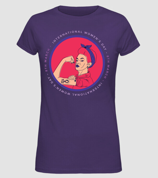 Ziua Internațională a Femeii 8 martie model mov pe tricou