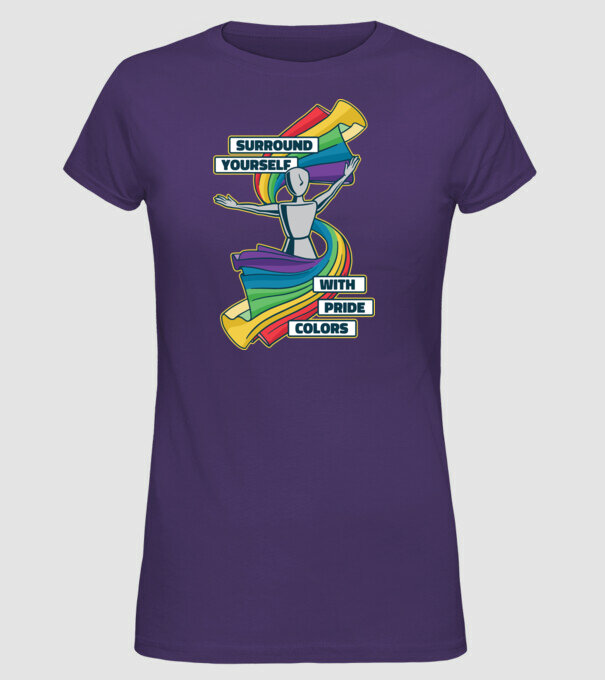 Pride cu curcubeu model mov pe tricou