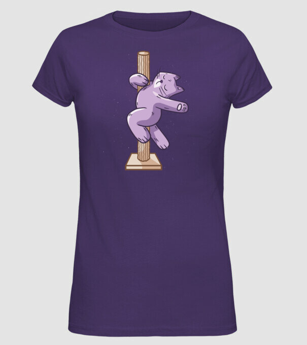 Pisică Dansatoare la bară model mov pe tricou