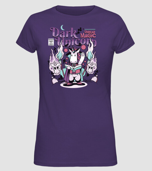 Magie neagră Unicorn model mov pe tricou