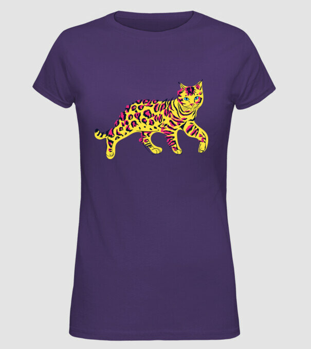 Pisică Abstract colorat model mov pe tricou