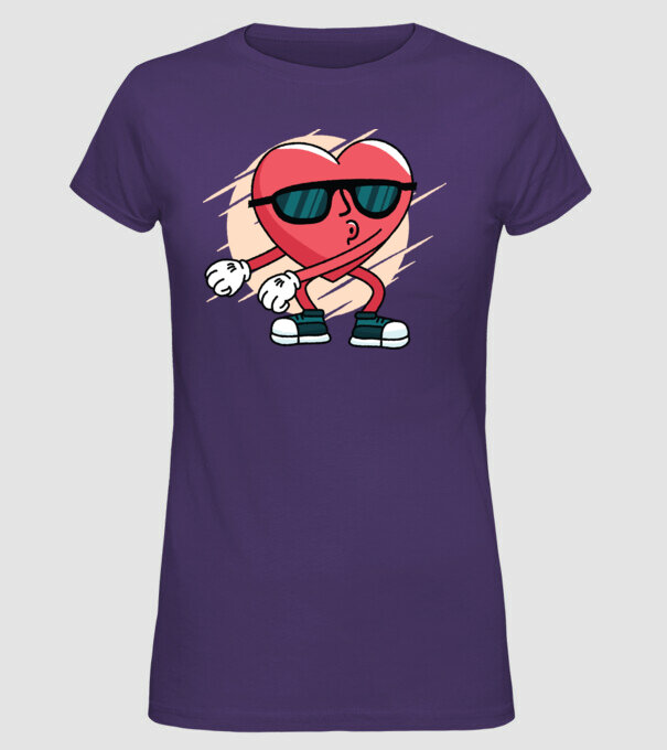 Inimă DAB Floss Heart tricou model mov pe tricou