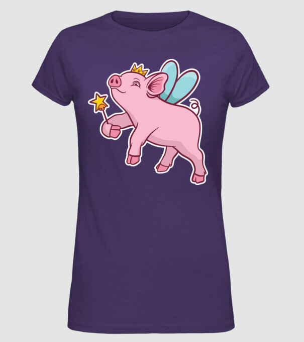 Porcușor zână model mov pe tricou