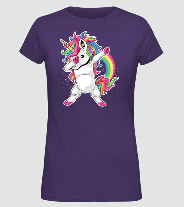 Unicorn Dab model mov pe tricou