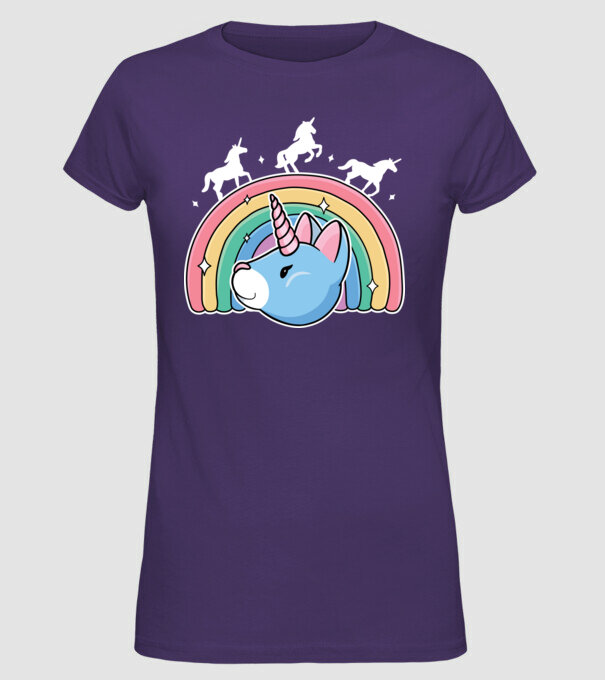 Pisică Unicorn model mov pe tricou