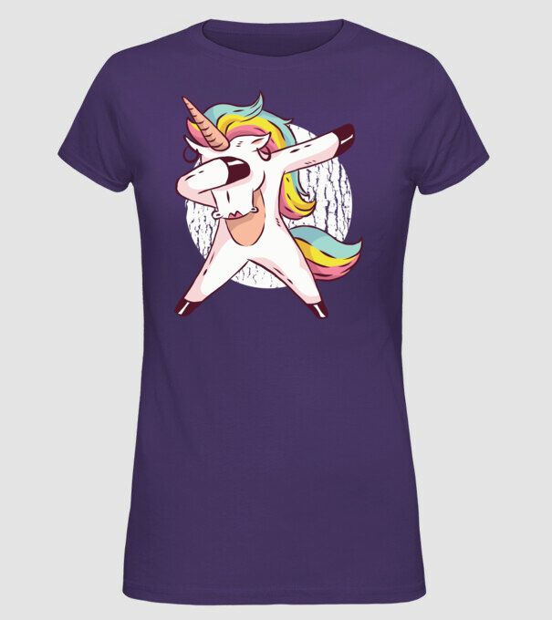 Unicorn DAB model mov pe tricou