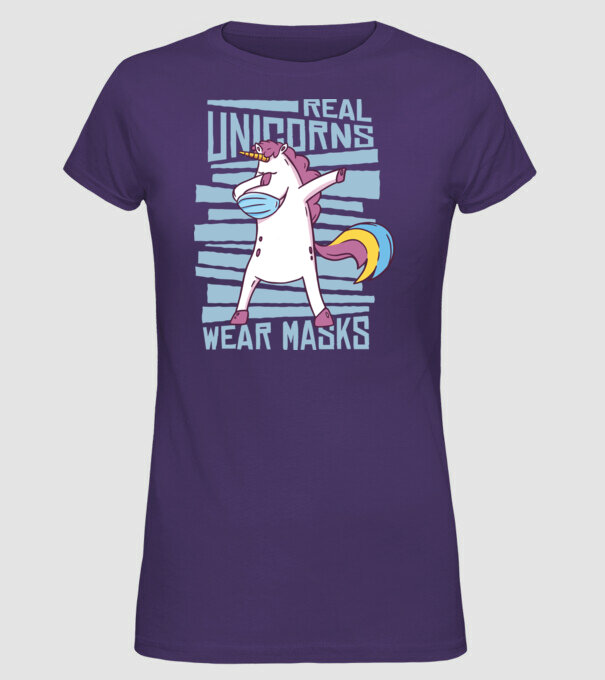 Unicorn DAB Mască model mov pe tricou