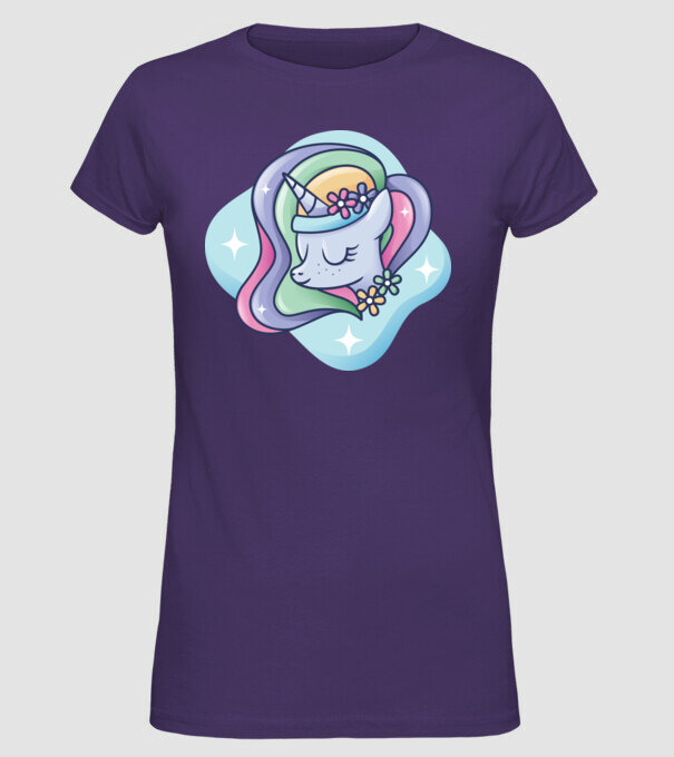 Cap de unicorn model mov pe tricou