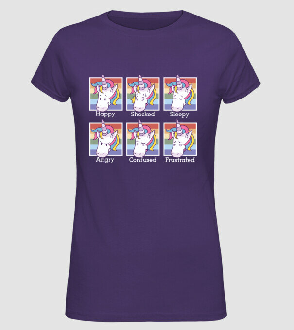 Capete de unicorn model mov pe tricou
