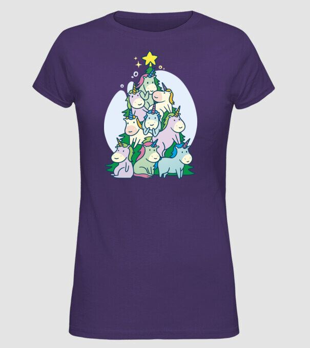 Unicorn pom de Crăciun model mov pe tricou