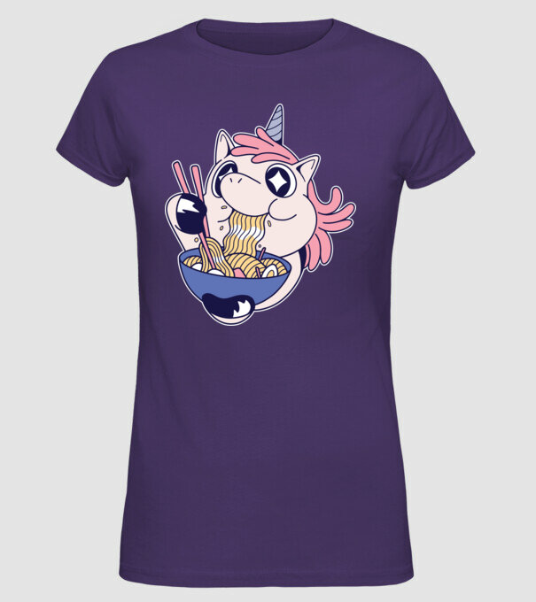Unicorn Ramen model mov pe tricou