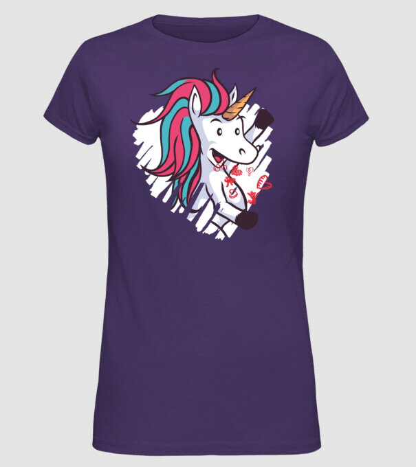 'Dragoste Unicorn pentru Valentine''s Day' model mov pe tricou
