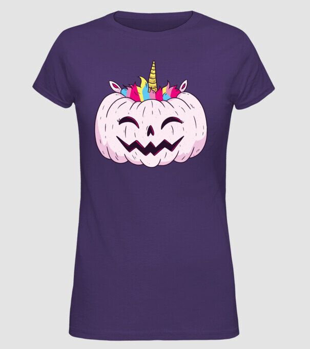 Unicorn Dovleac Halloween model mov pe tricou